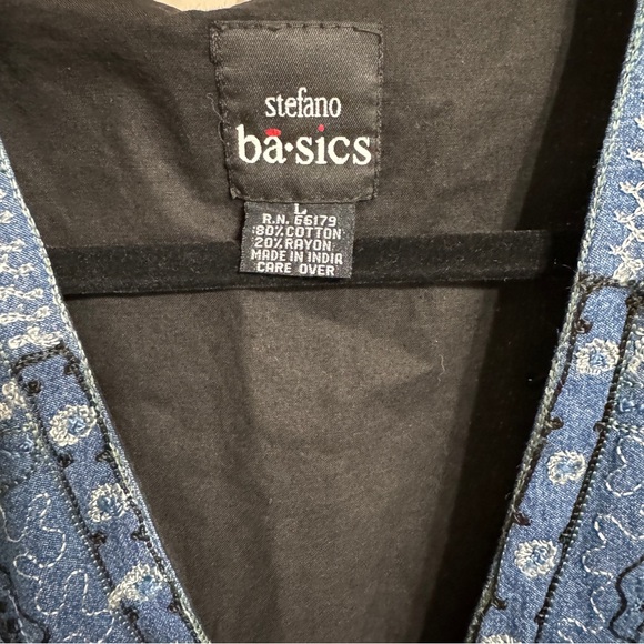 Stefano Denim Paisley Floral Embroidered Vest Size L - Picture 3 of 3